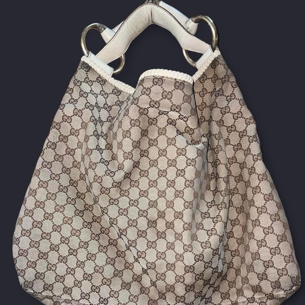 Authentic Vintage GUCCI Monogram Lrg Horsebit Chain Hobo